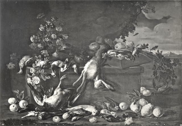 Sansoni, Mario — Stanchi (?) - sec. XVII - Natura morta con frutta, ortaggi, fiori e selvaggina — insieme